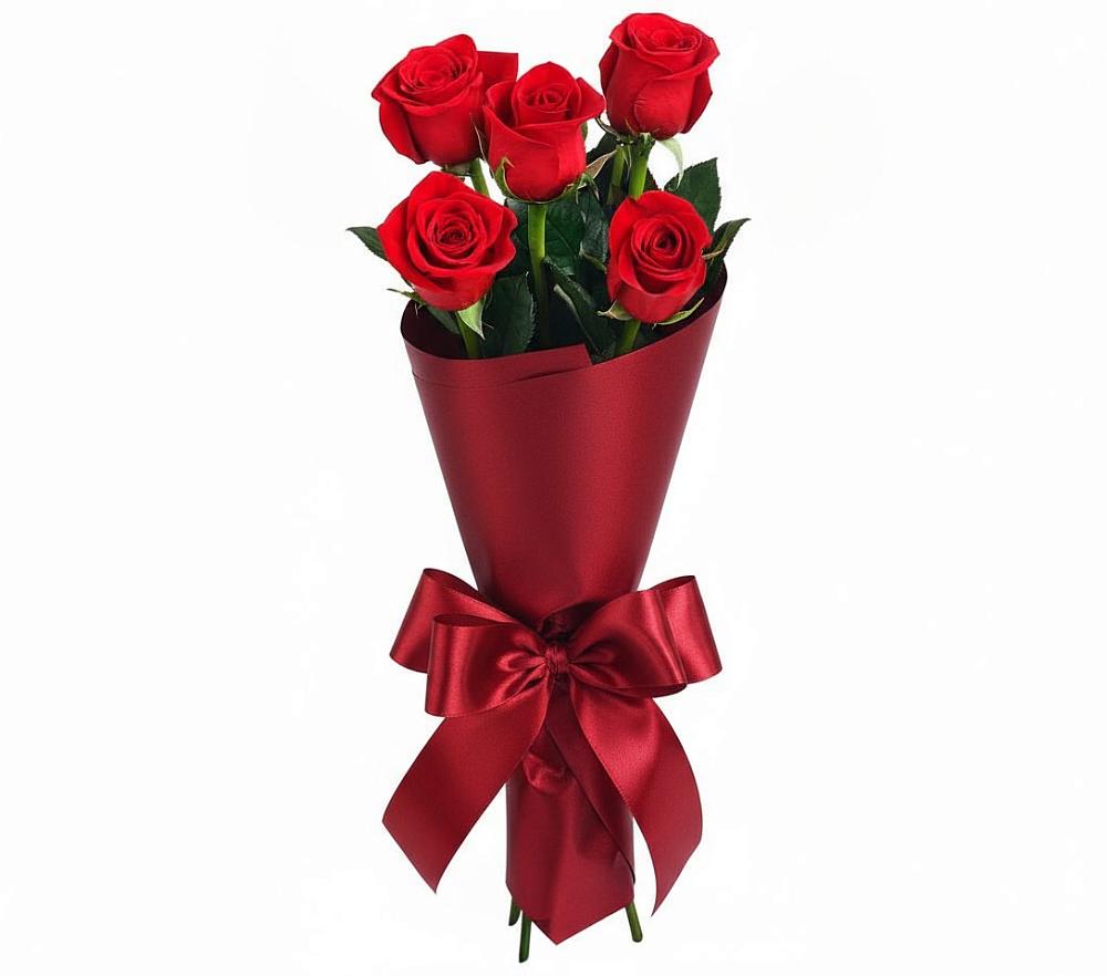 Букет 5 Красных роз Эдлесс Лав в Шереметьевка