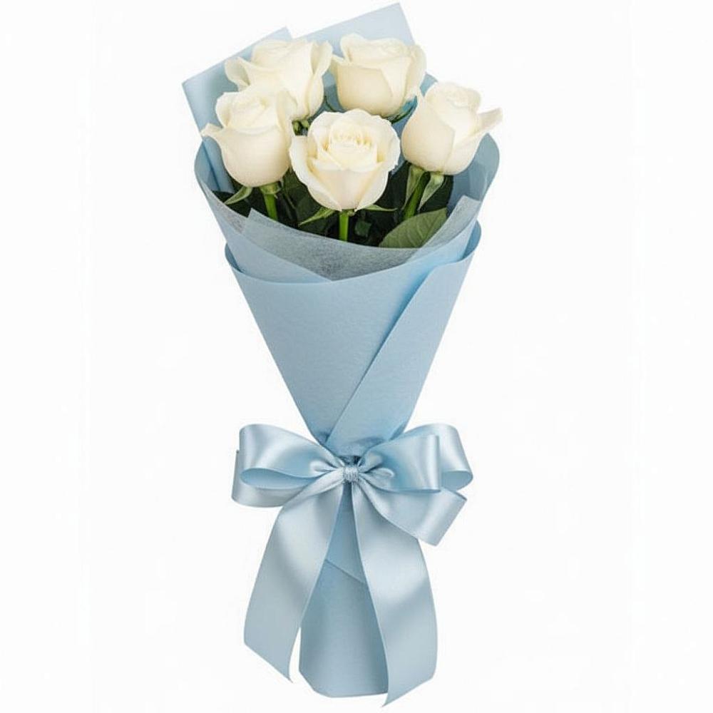 Букет 5 Белых роз Проуд в Шереметьевка