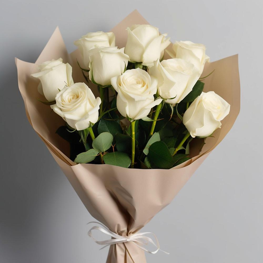 Букет 9 Белых роз Эдлесс Лав в Шереметьевка