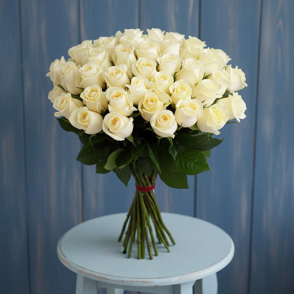 Букет 51 Белая роза Эдлесс Лав в Шереметьевка