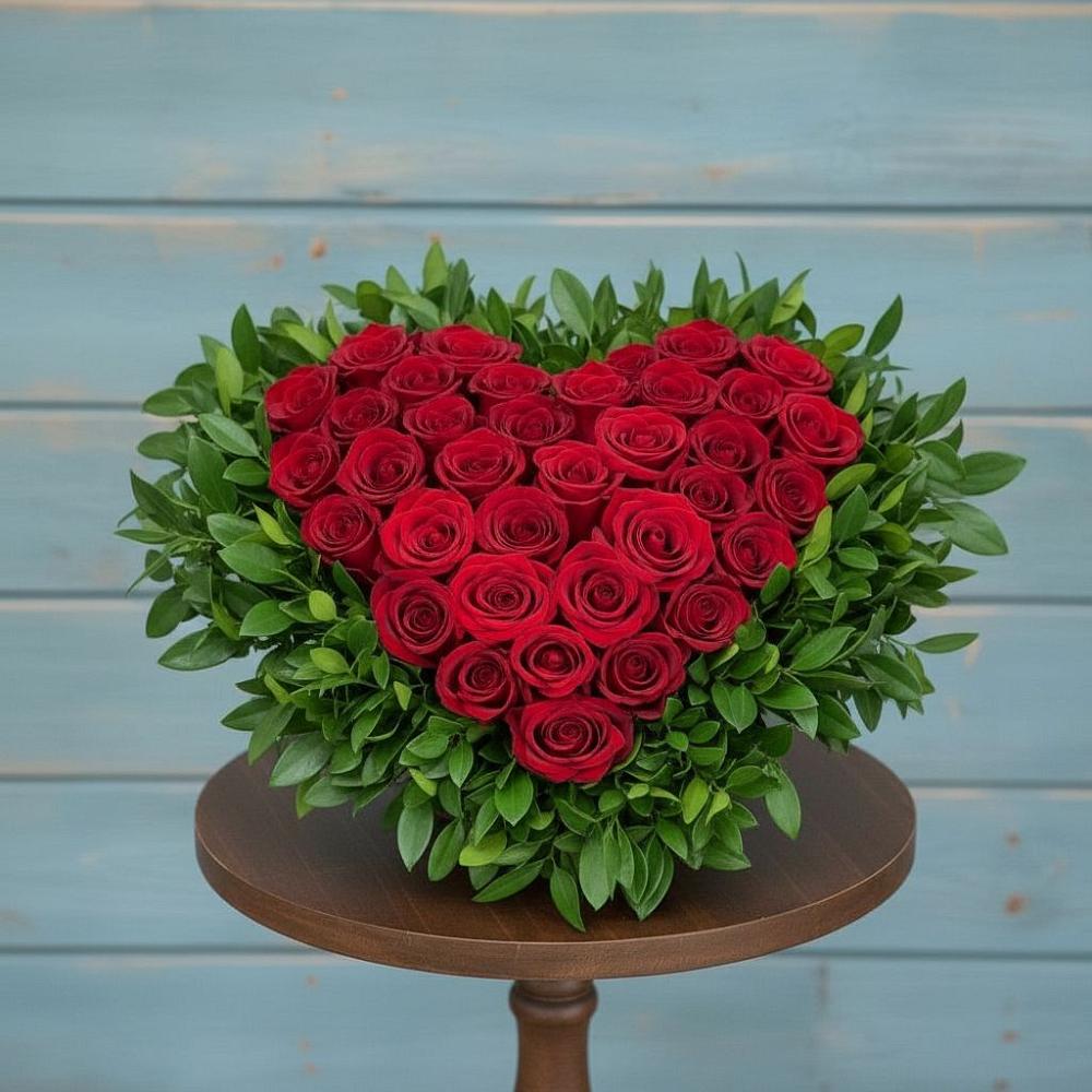 Цветочная композиция из Розы в виде сердца в Шереметьевка