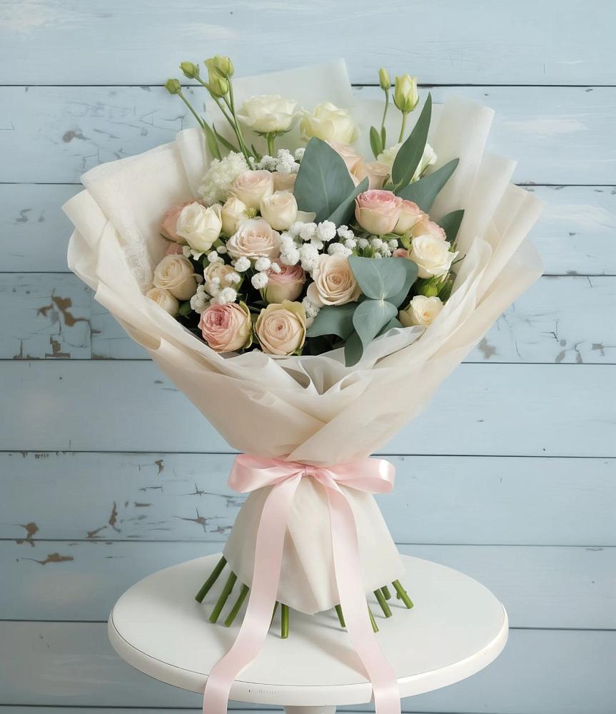 Букет цветов из: Розы и Лизиантусы в Шереметьевка