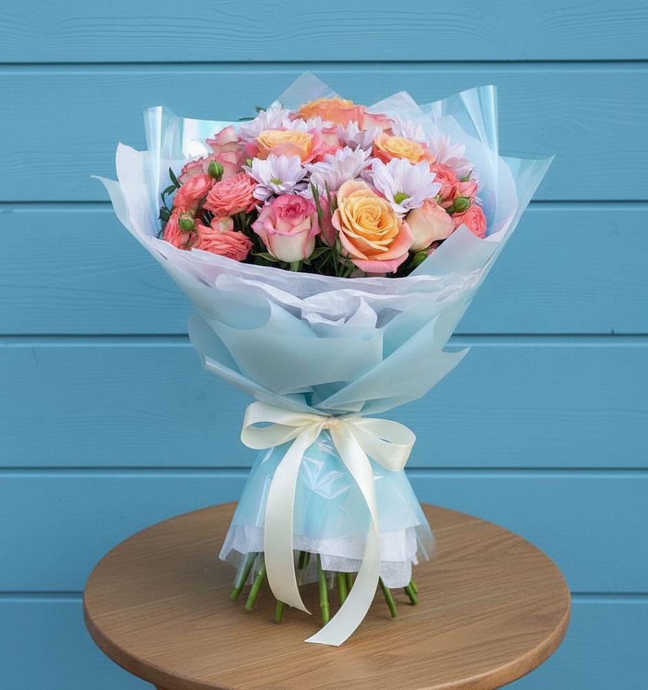 Букет цветов из: Хризантемы и Розы в Шереметьевка