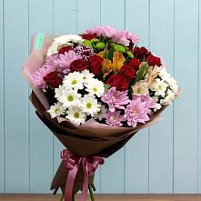 Букет цветов из:  Розы, Хризантемы и Альстромерии в Шереметьевка