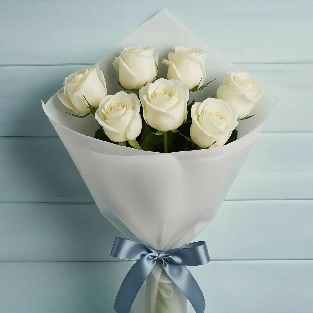 Букет 7 Белых роз Эдлесс Лав в Шереметьевка