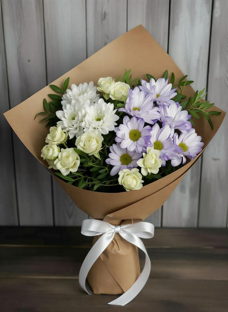 Букет цветов из: Хризантемы и Розы в Шереметьевка